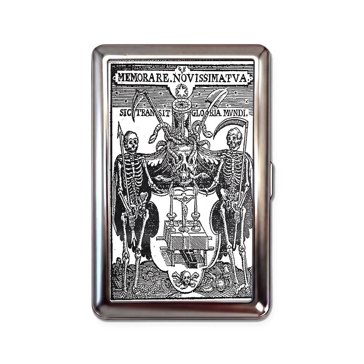 Porte-cartes ANTID0TE Memento Mori — vue du modèle